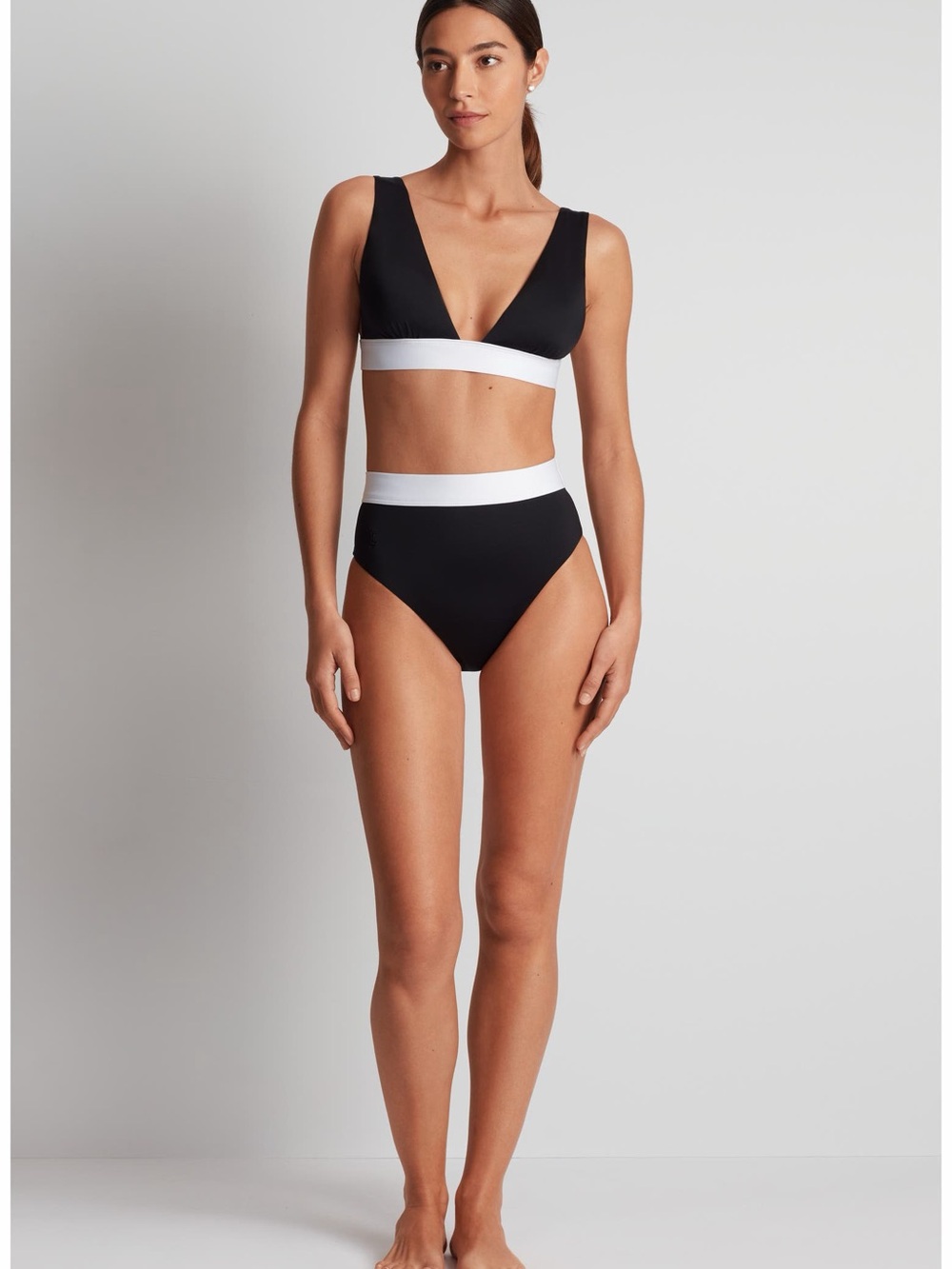 Ralph Lauren Black and White High-Waist Bikini Set